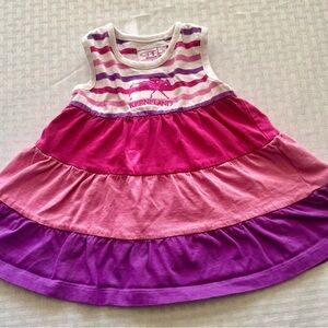 Garb Keeneland Baby Girl Dress 6M Pink Purple Tiered Striped Horse Racing